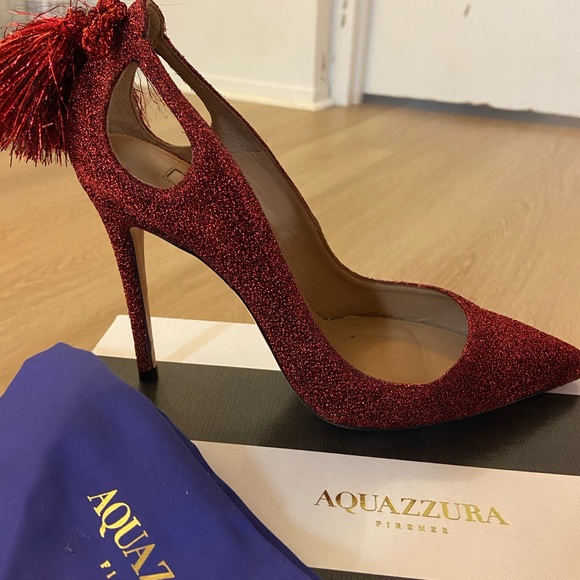Aquazzura red glitter tassel pump - Picture 6 of 7